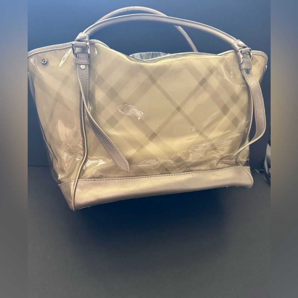 Burberry metallic leather trim pvc bag